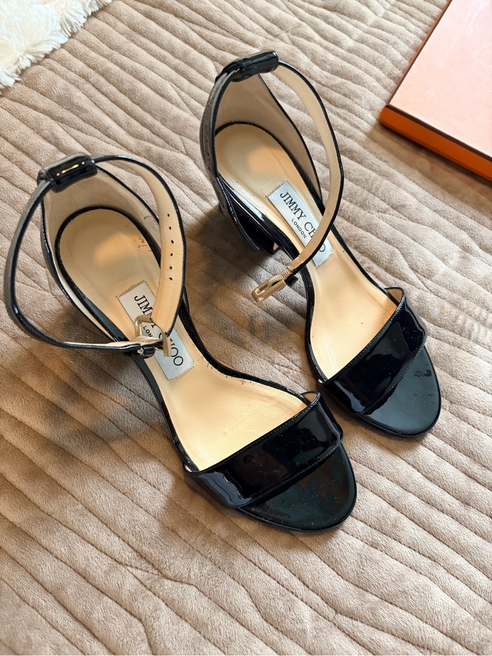 Jimmy Choo Black Patent Leather Ankle-Strap Sandals